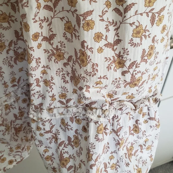 Noralee / Riley and Cru Mustard and White Floral Shirred Maxi Dress size XS - Picture 7 of 13